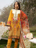 3PC Printed Lawn Suit | Mustard & White | NA-405