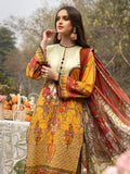 3PC Printed Lawn Suit | Mustard & White | NA-405